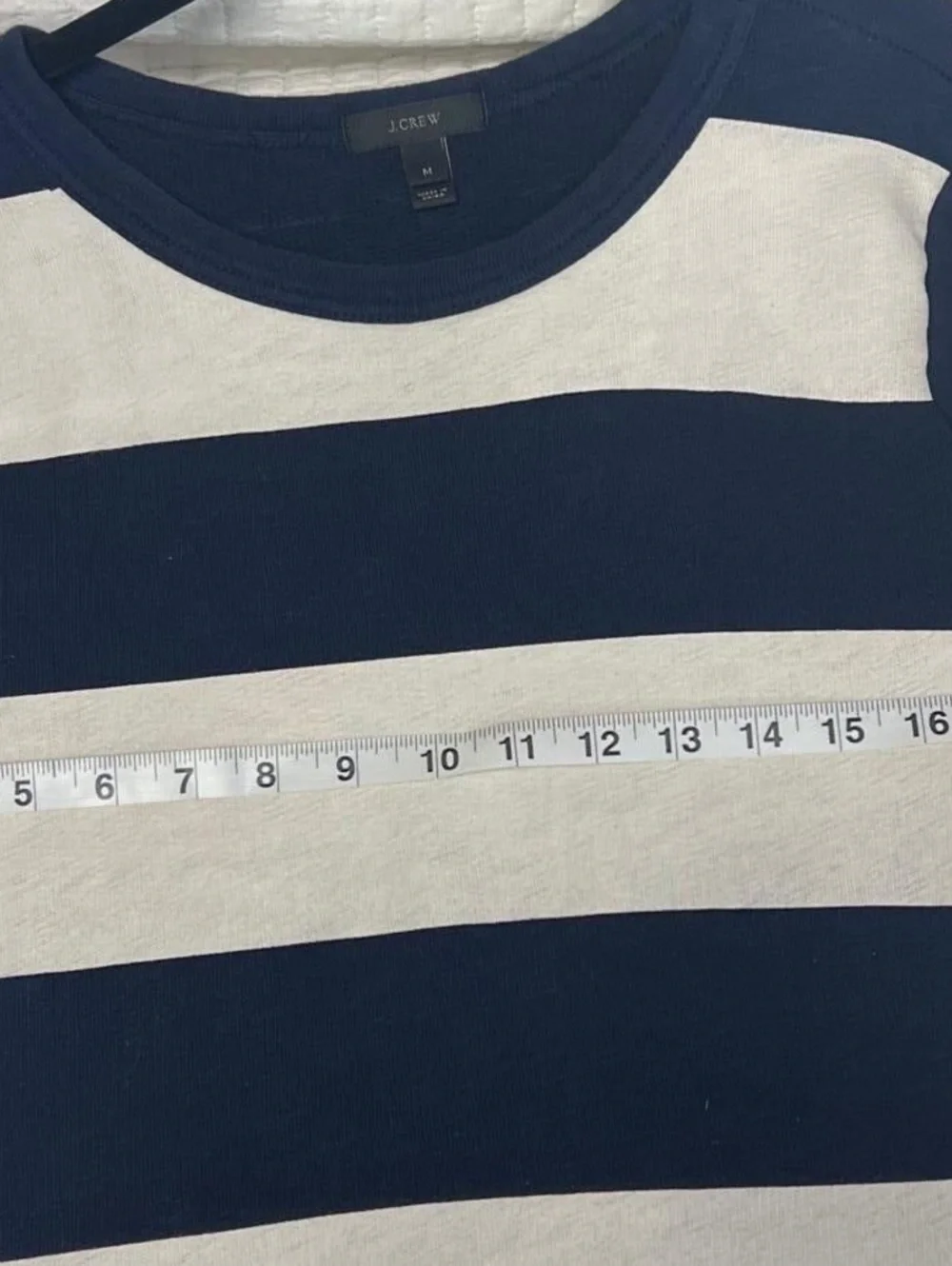 J.Crew Navy and White Striped Sweater Medium Casual Cotton